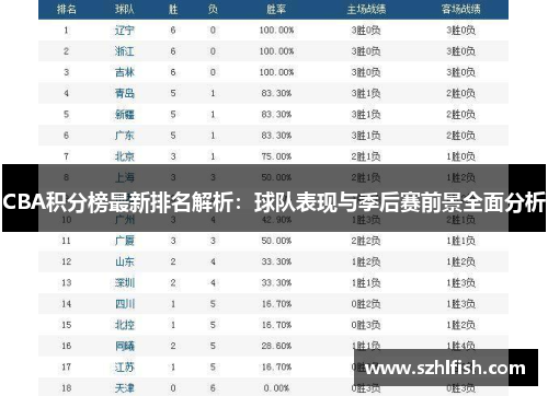 CBA积分榜最新排名解析：球队表现与季后赛前景全面分析